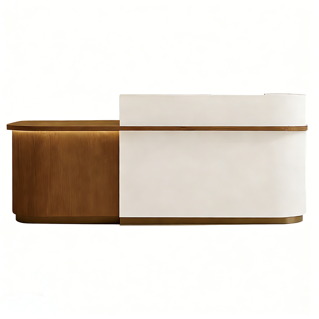 Soft-Tone Timber Reception Counter for Beauty and Wellness