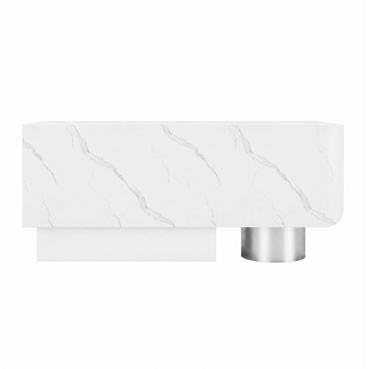 Luxury Travertine-Look Reception Counter with Modern Curved Design