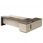 Executive Desk with Extended Side Cabinet and Modular Storage Options