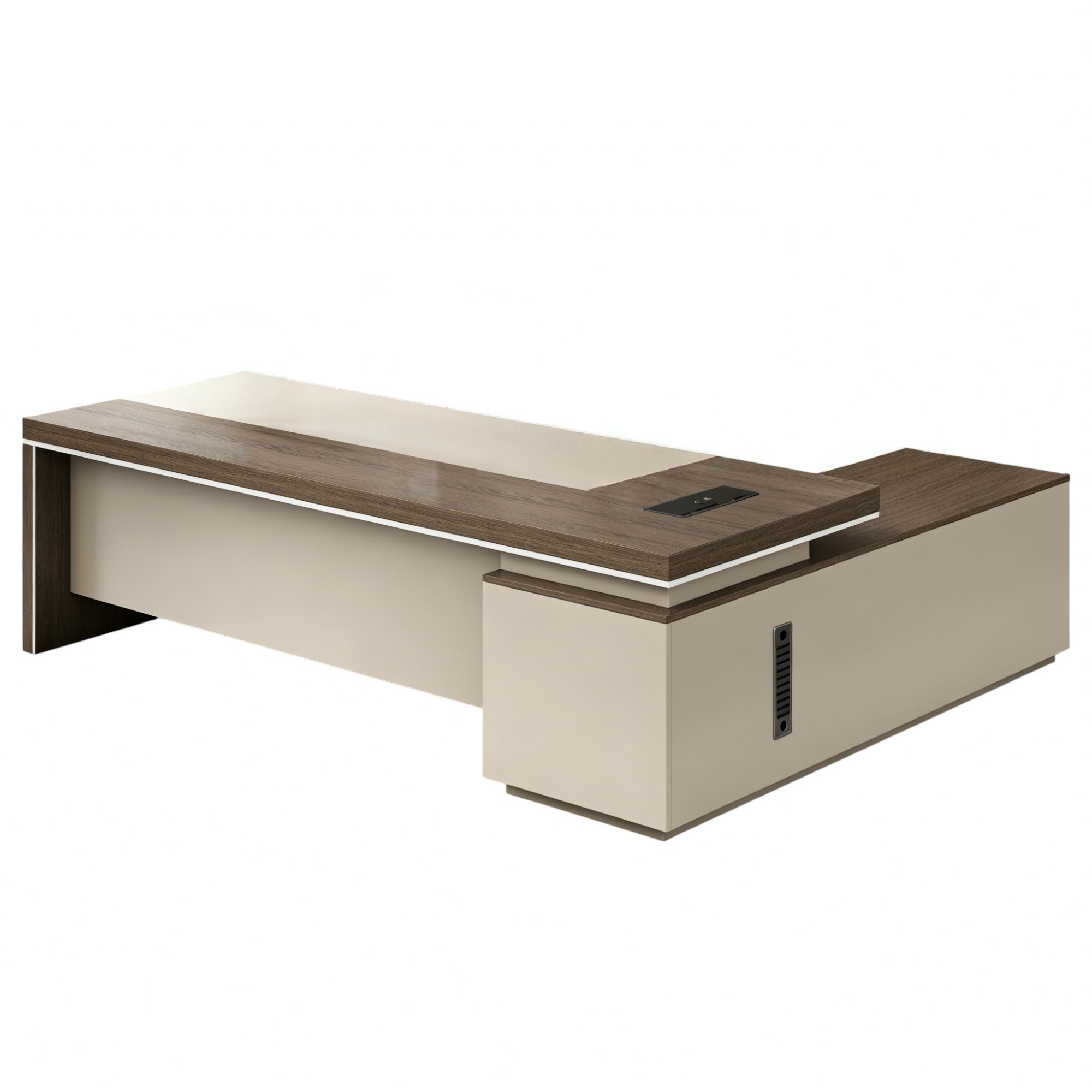 Executive Desk with Extended Side Cabinet and Modular Storage Options