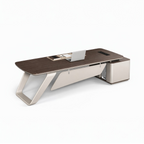 Premium Modern Executive Desk with Walnut Grain and Dual Colour Accents