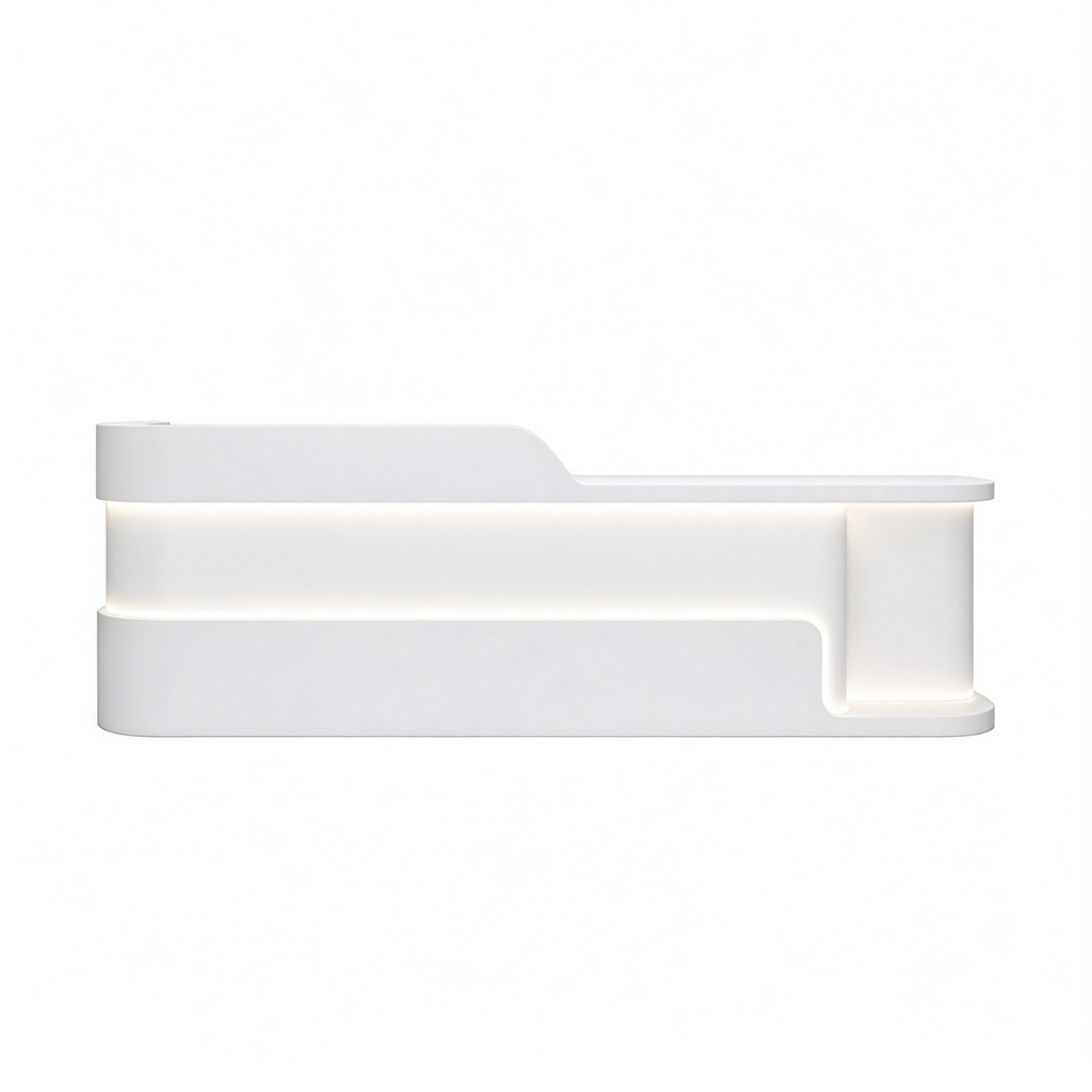 Modern Dual Level Reception Desk With Smooth High Gloss Lacquer Surface