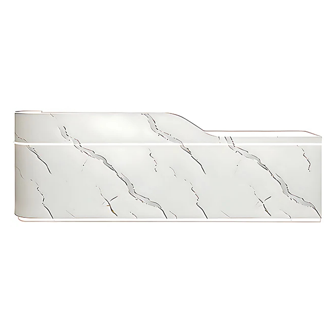 Sleek Curved Reception Counter with Concealed Storage and Service Ledge