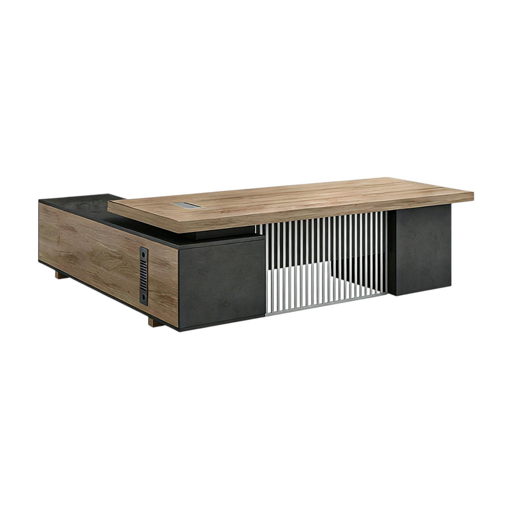 Commercial Executive Desk with Slatted Privacy Panel