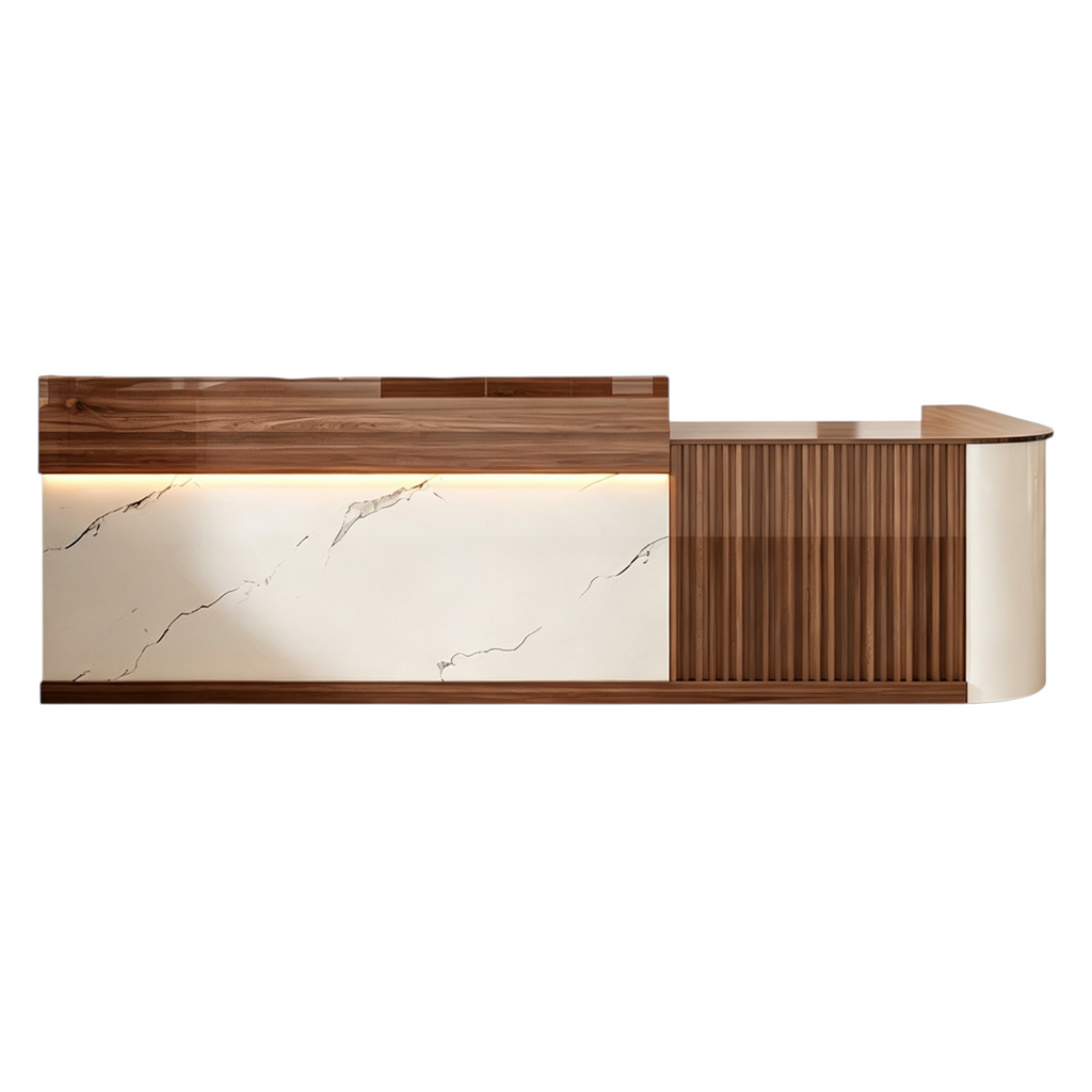 Slatted Timber Café Counter with LED Front Panel