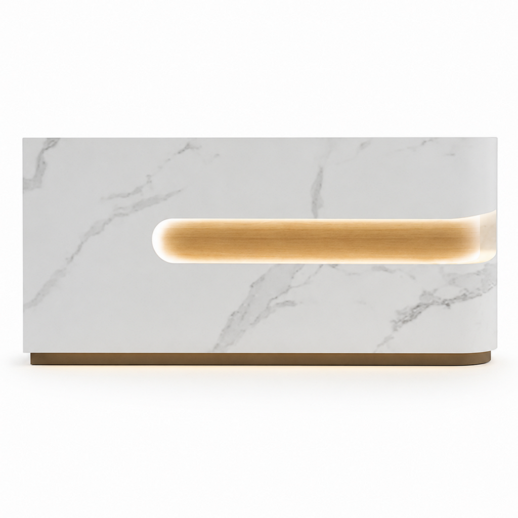 Modern LED Reception Counter with Custom Branding