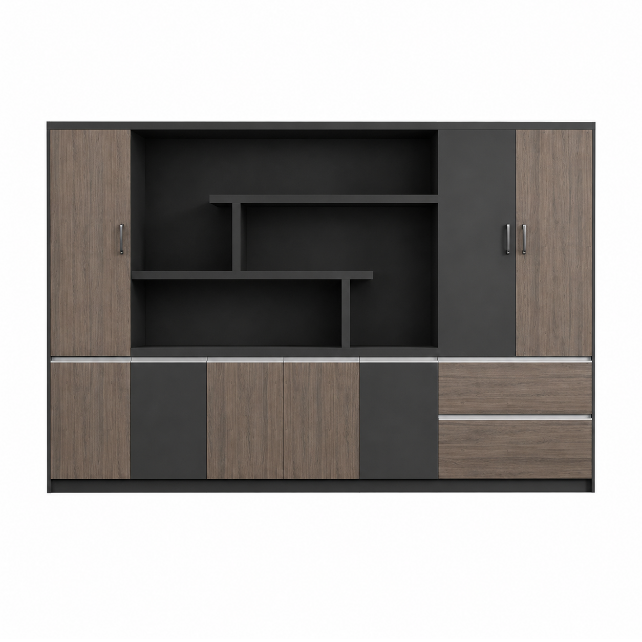 Contemporary Executive Office Storage Cabinet with Display Shelving
