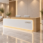Contemporary Reception Counter with Illuminated Branding Panel