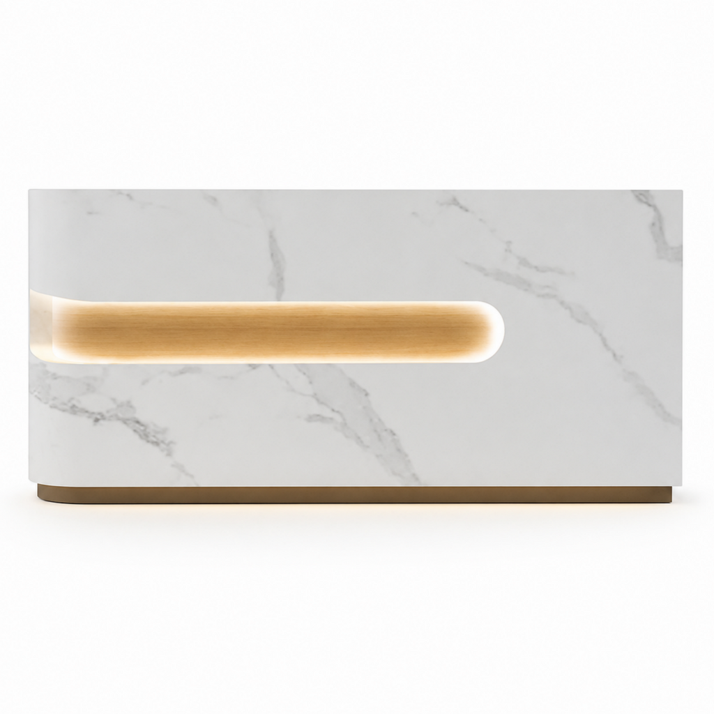 Modern LED Reception Counter with Custom Branding