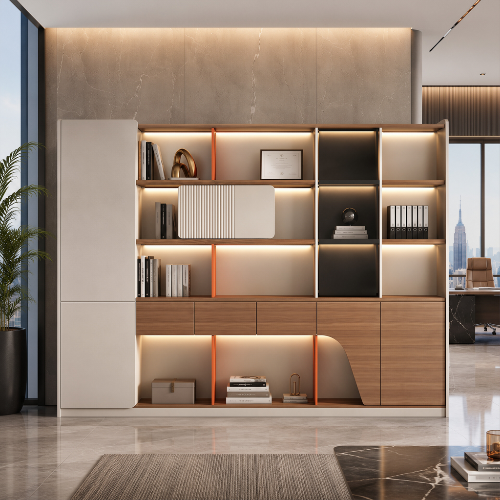 Light Oak Executive Storage Wall Cabinet
