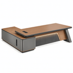 Sculptural L-Shaped Executive Desk with Integrated Storage