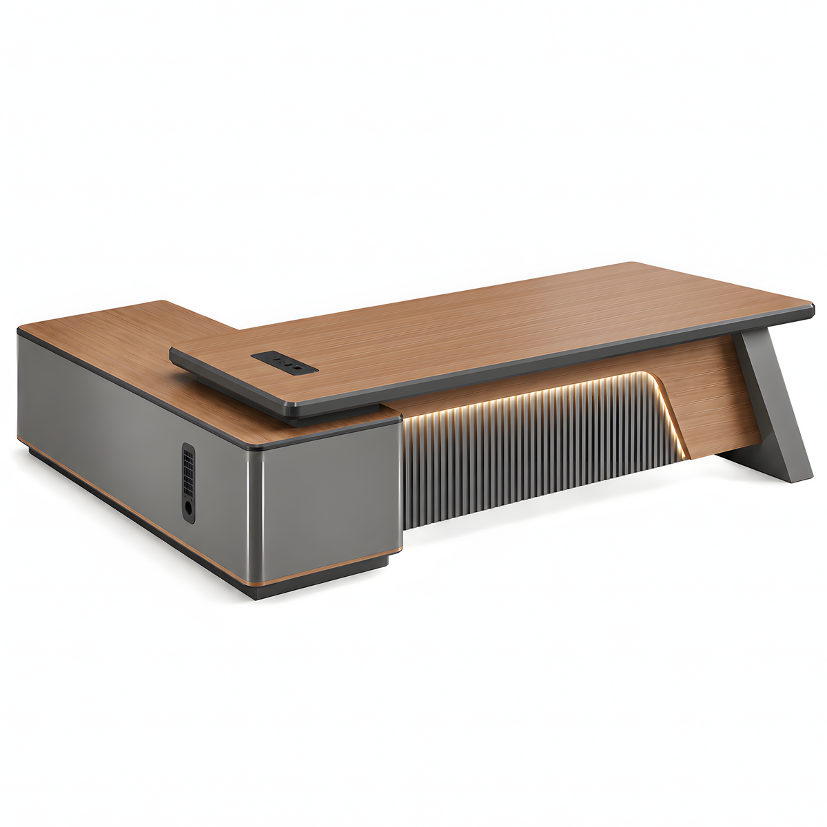 Sculptural L-Shaped Executive Desk with Integrated Storage