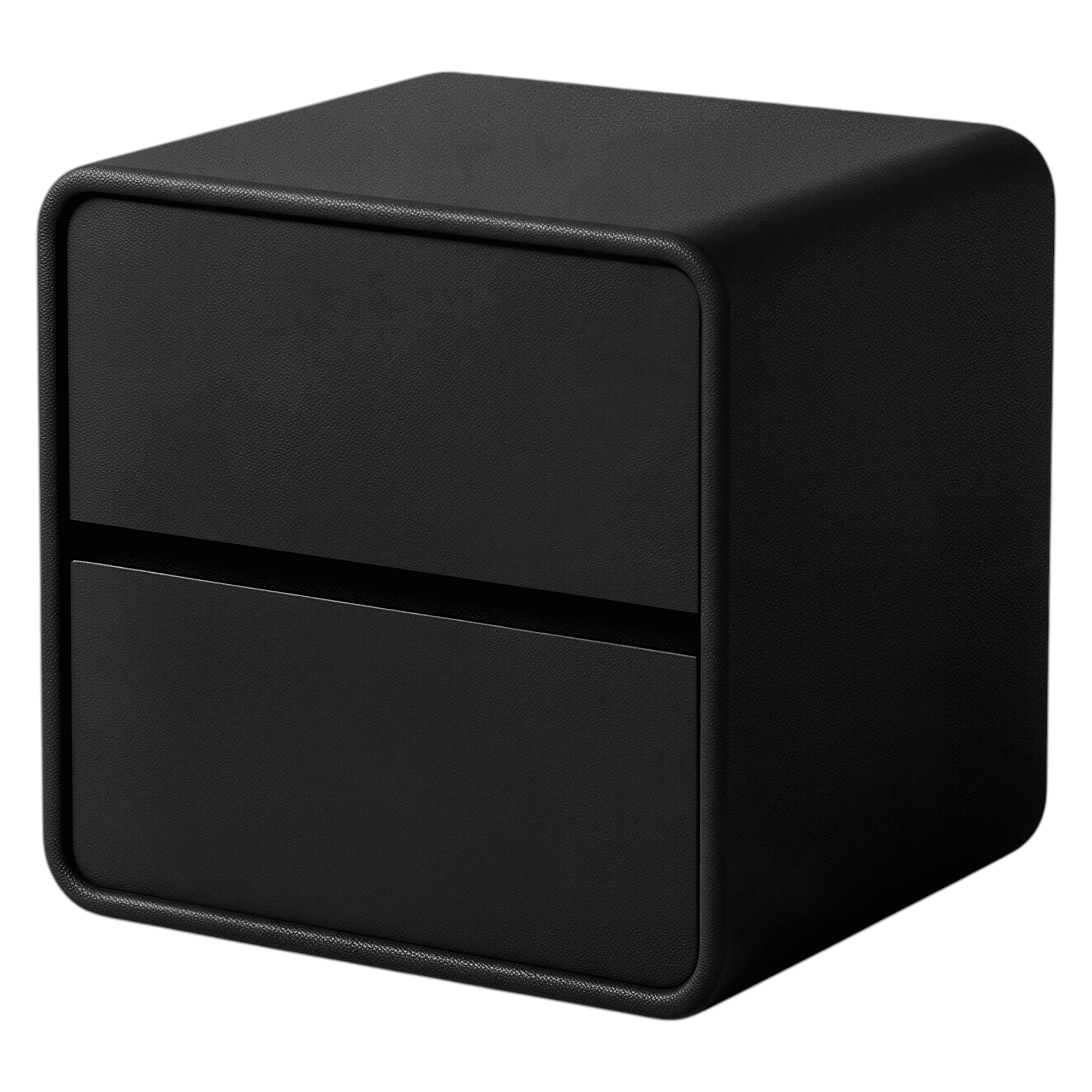Modern Rounded Two-Drawer Bedside Table with Soft-Edge Profile and Compact Storage