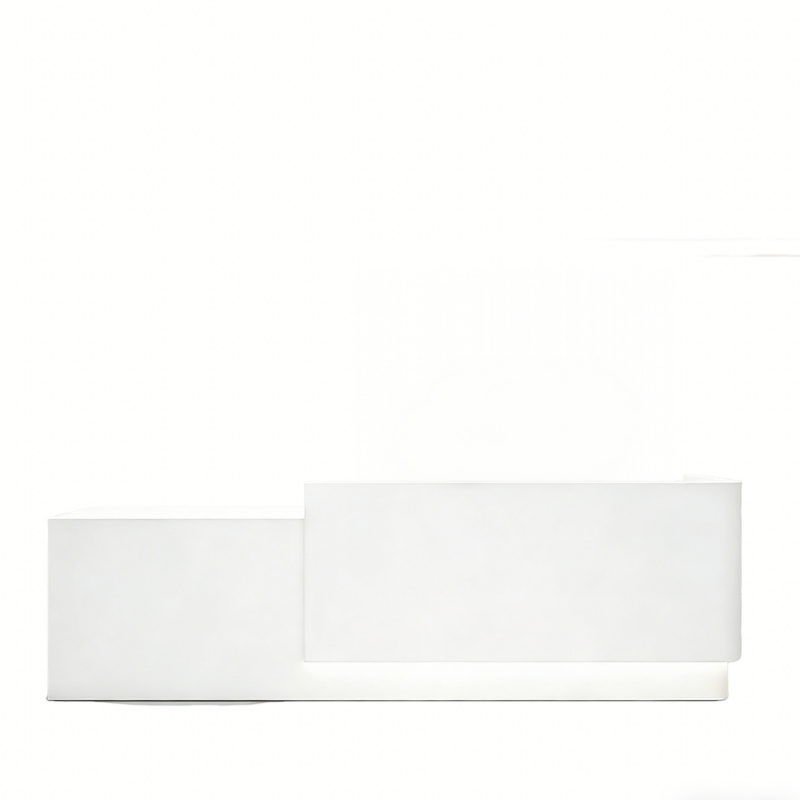 Minimalist Curved Reception Counter with LED Base Lighting
