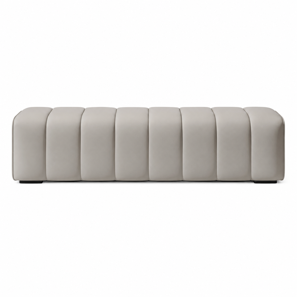 Modern PU Leather Channel Upholstered Bench Seat with Custom Colour