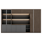 Premium Walnut Office Cabinet with Display Shelves