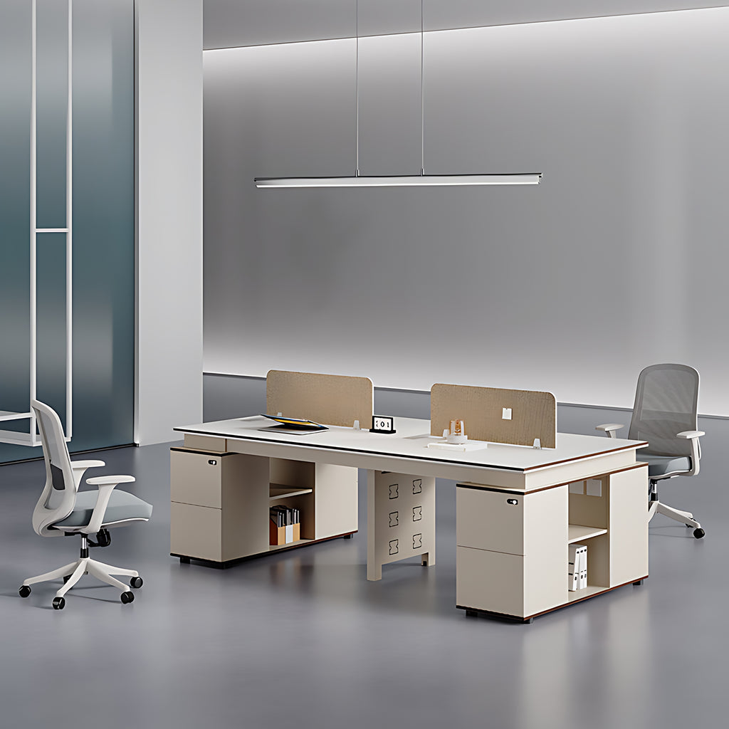 Shared Office Workstation with Storage Units