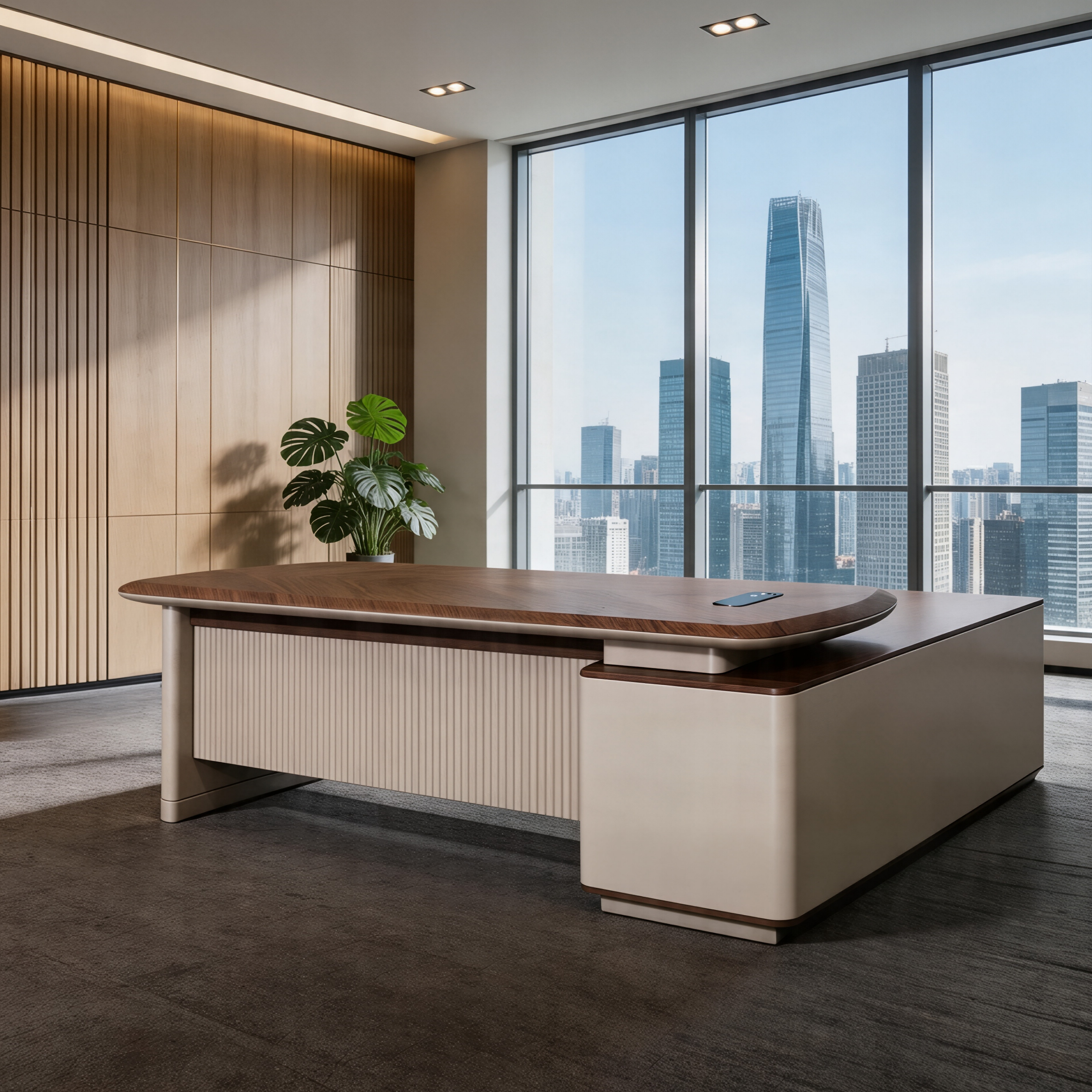 Designer Executive Desk with Textured Front Panel