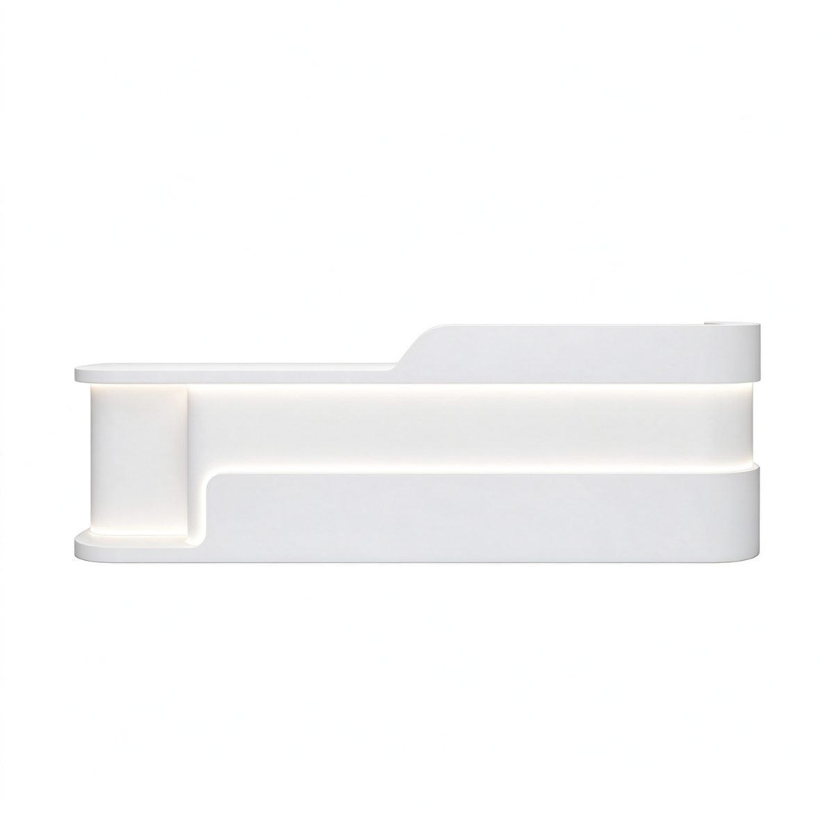 Modern Dual Level Reception Desk With Smooth High Gloss Lacquer Surface