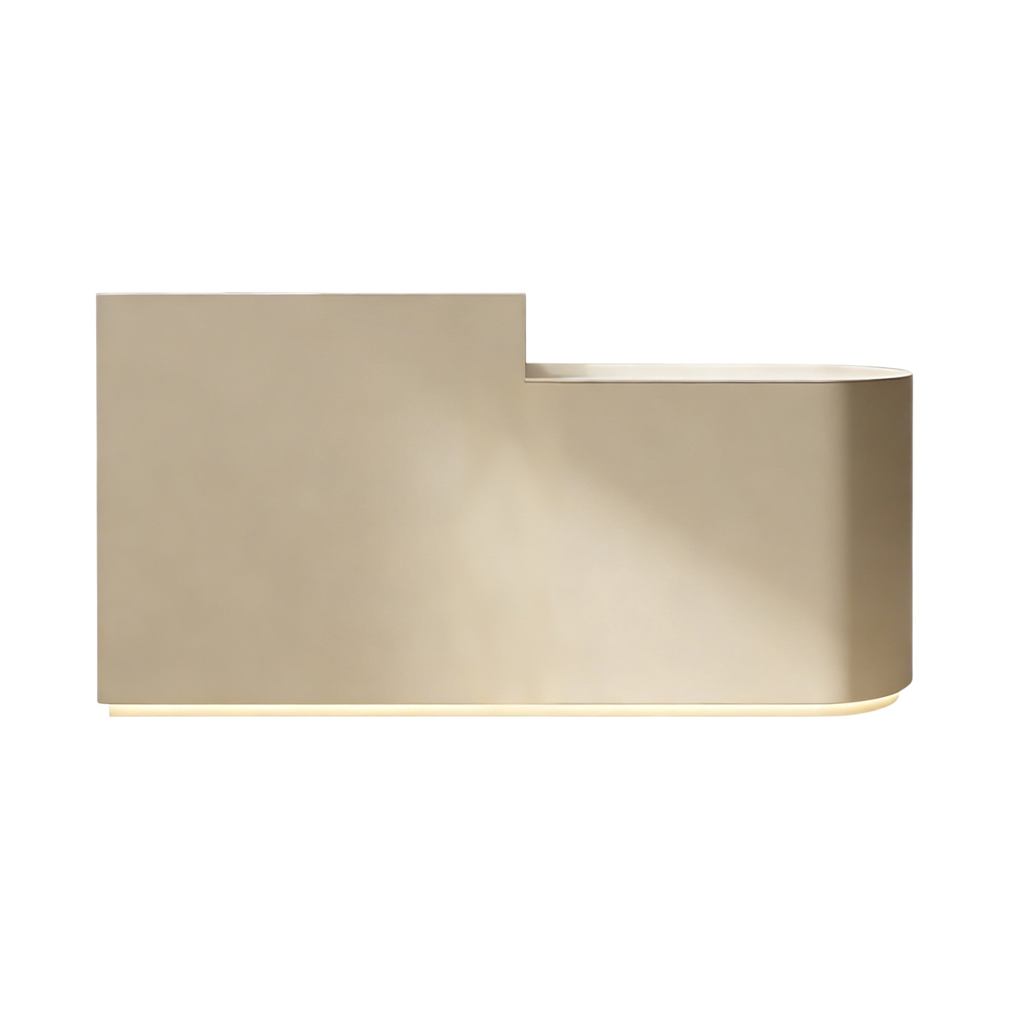 Minimalist L-Shaped Reception Desk with LED Plinth