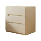 Minimalist Rounded Bedside Table with Concealed Pull Handles and Drawer Storage