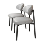Modern Upholstered Home Chair With Curved Backrest And Steel Legs