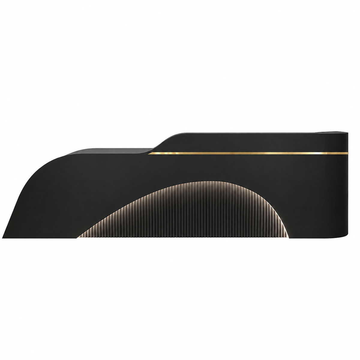 Modern Curved Reception Desk with LED, Storage and Custom Logo