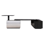 Modern Executive L-Shape Desk With Credenza Storage, Optional Sit-Stand Electric Lift System