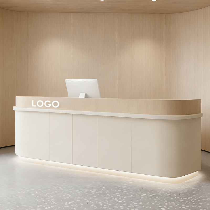Curved Reception Counter with Soft Corners and LED Base