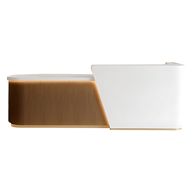 Curved Reception Counter with LED Halo and Transaction Top