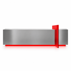 Modern Stainless Steel Reception Desk With Lit Custom Logo Panel