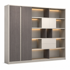 Executive Storage Wall Cabinet with LED and Concealed Wardrobe Storage