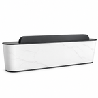 Modern Curved Reception Counter With Bespoke Branding For Business Spaces