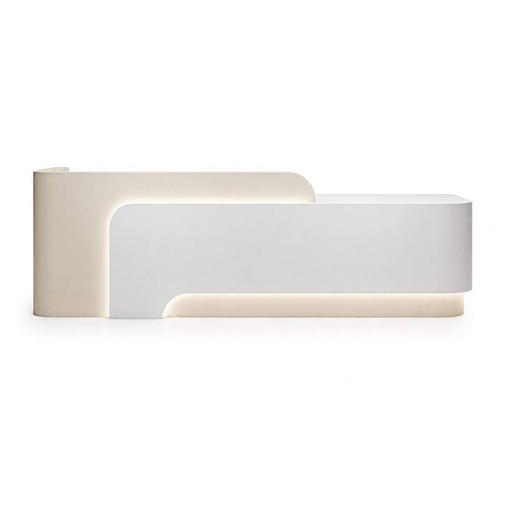 Modern Reception Desk with LED, Storage and Custom Logo