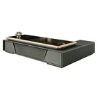 Luxury Black Glass-Top Executive Desk with Lift Side Table and Fluted Front Panel
