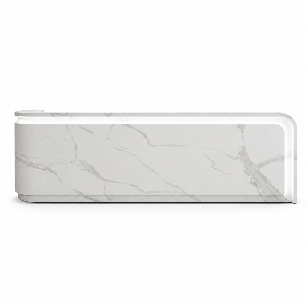 Aura Modern Curved Reception Counter with LED Ambient Lighting