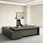 Contemporary CEO Desk with Integrated Storage Return