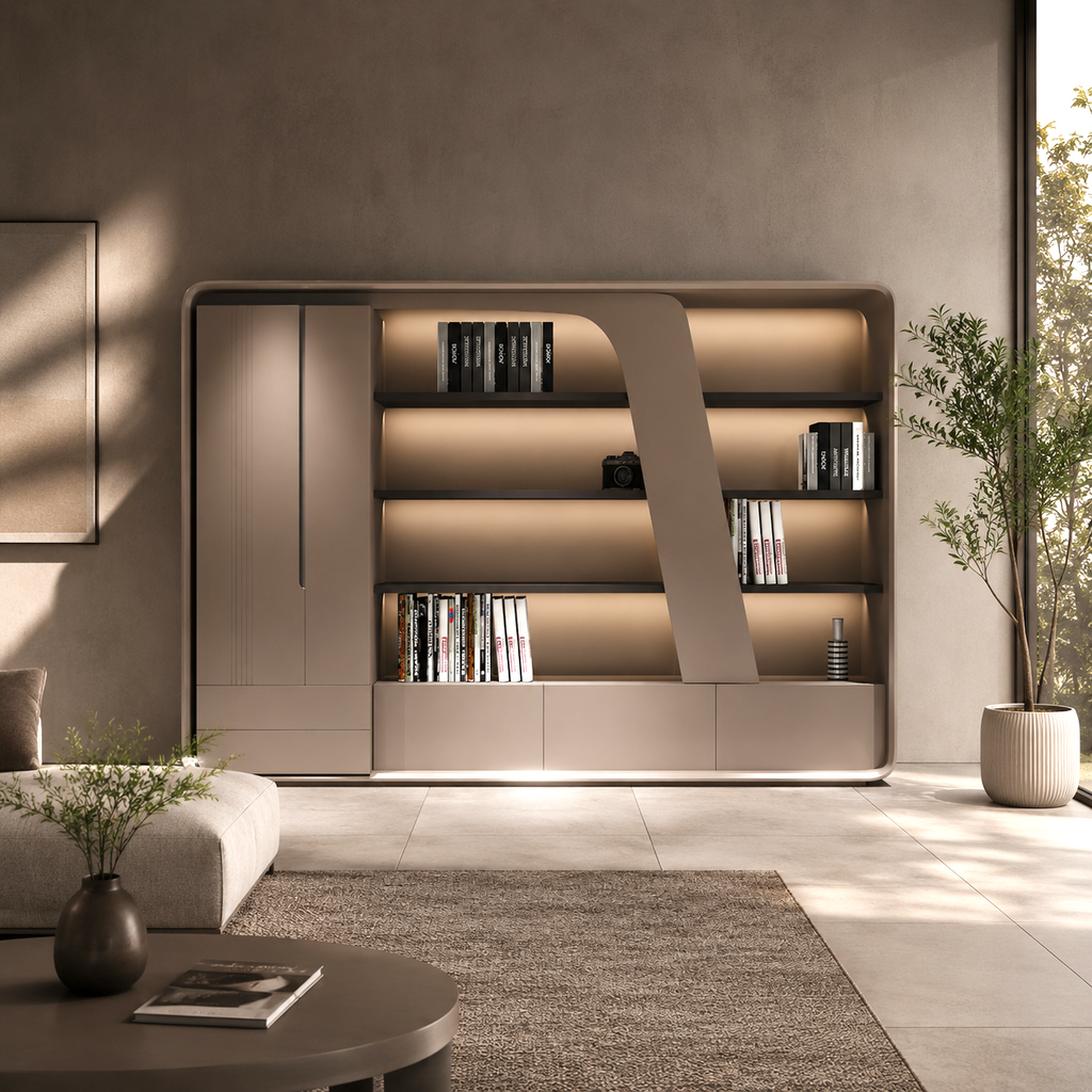 Executive Storage Cabinet with Integrated LED Lighting