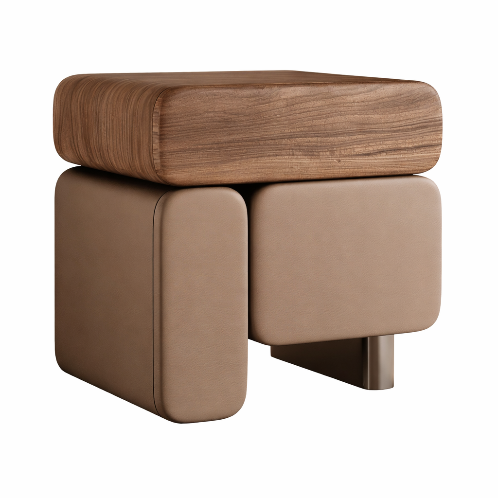Designer Bedside Table in Walnut Look