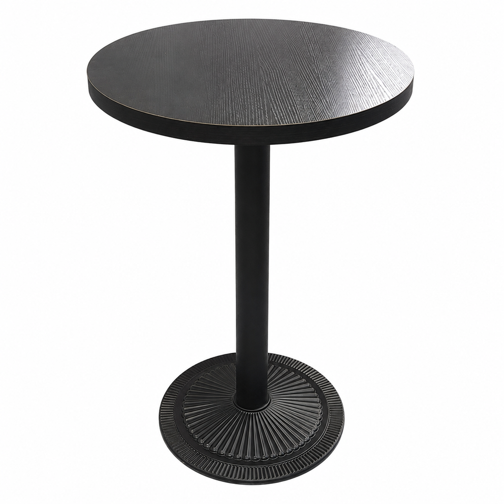 Modern Bar Table with Basket Storage and Foot Rail