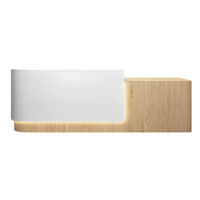 Contemporary L-Shaped Reception Desk with Raised Counter and LED Lighting