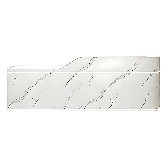 Sleek Curved Reception Counter with Concealed Storage and Service Ledge
