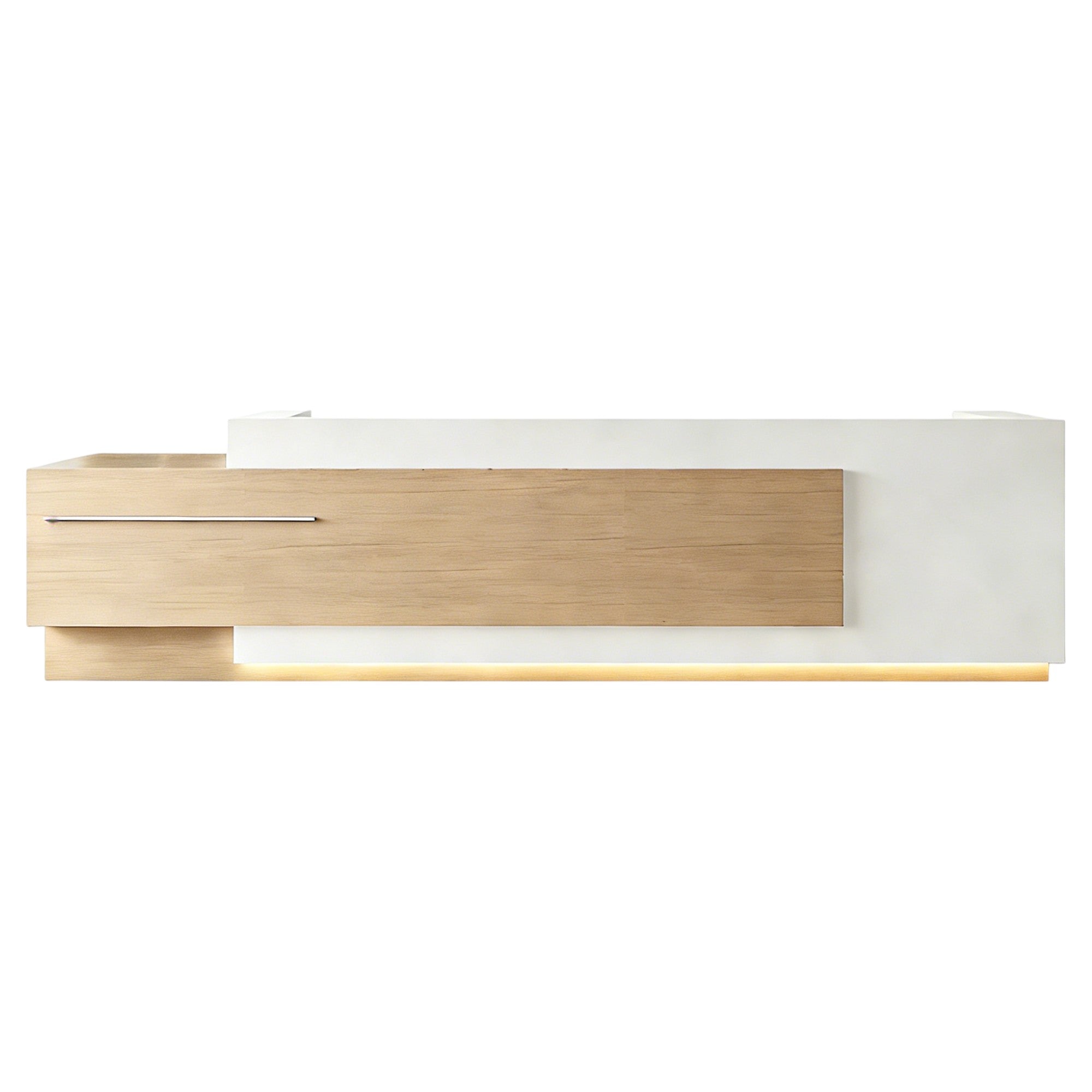 Corporate Reception Counter with Timber Inlay and LED Glow