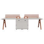 Streamlined Office Bench Desk with Divider Screen and Integrated Storage Pedestals
