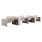 Modern Staff Desk with Curved Privacy Screen & Side Cabinet