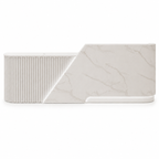 Modern Curved Reception Desk with Fluted Front and LED Base