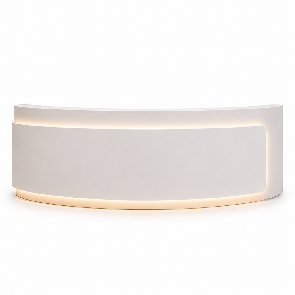 Premium Curved Reception Counter with Integrated LED Lighting