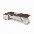 Premium Modern Executive Desk with Walnut Grain and Dual Colour Accents