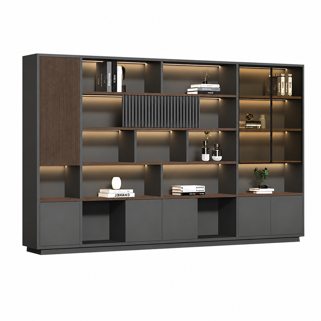 Modern Open-Shelved Executive Storage Cabinet