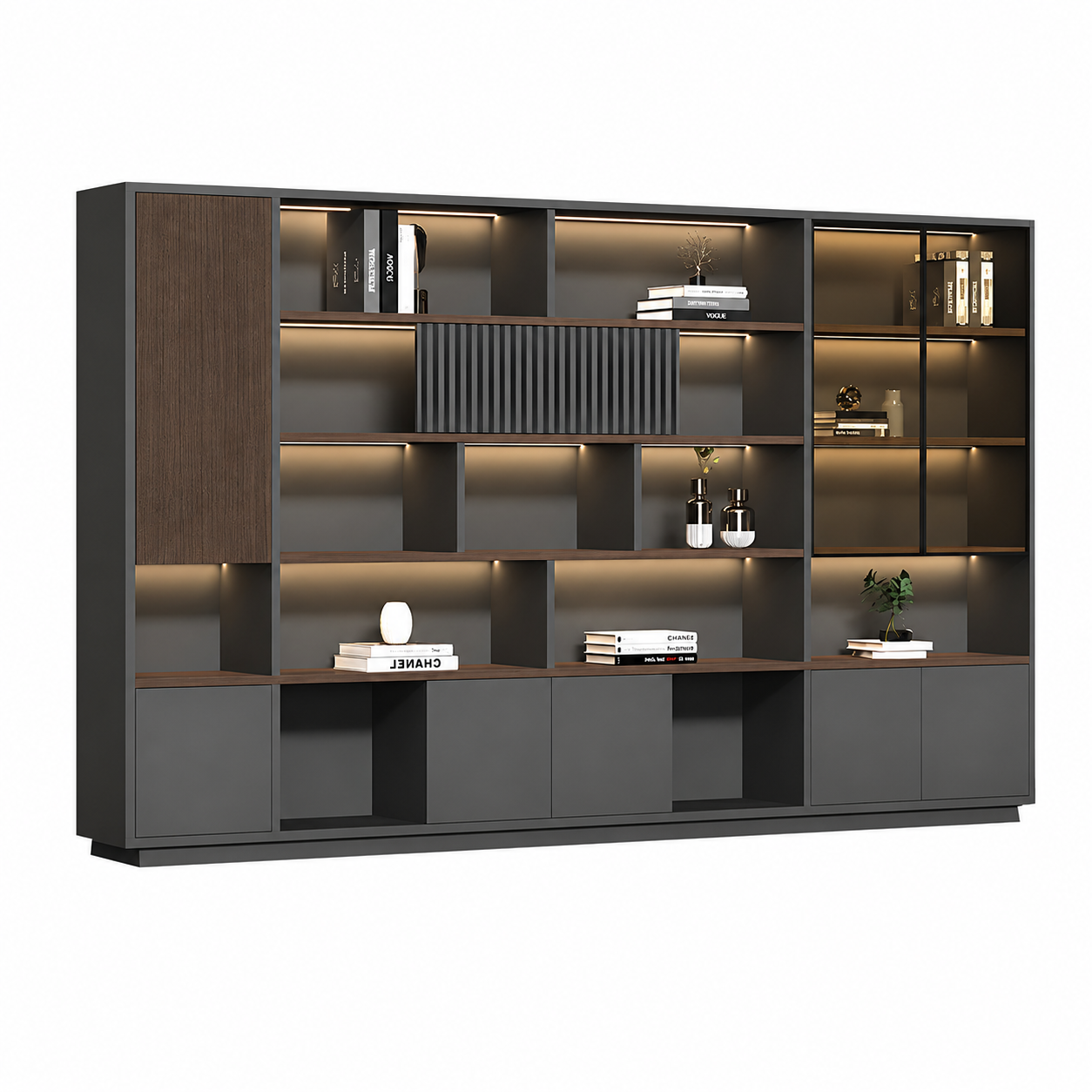 Modern Open-Shelved Executive Storage Cabinet